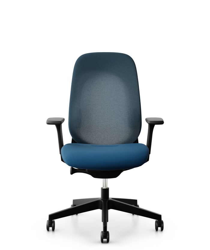 Giroflex 40-4049 0LRFKA-bureaustoel-blauw-netrug-voetenkruis-aluminium-zwart-vooraanzicht