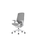 Wit-grijs kunstof - matzilver frame - grijze mesh rug en zitting