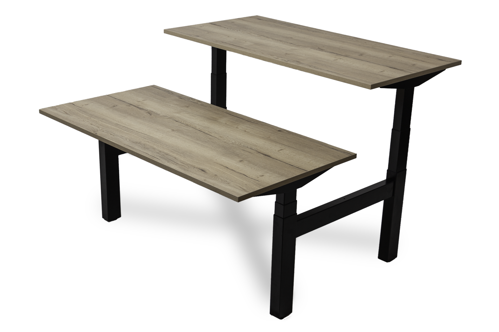 wize -office-Motion-duo-bench-zwart-frame-eiken-blad
