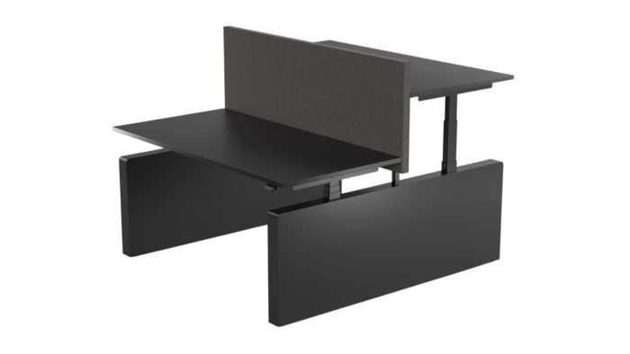 Nordic Office Stream Panel Duo Bench duo zit sta bureau met tussenpaneel en wangen zwart